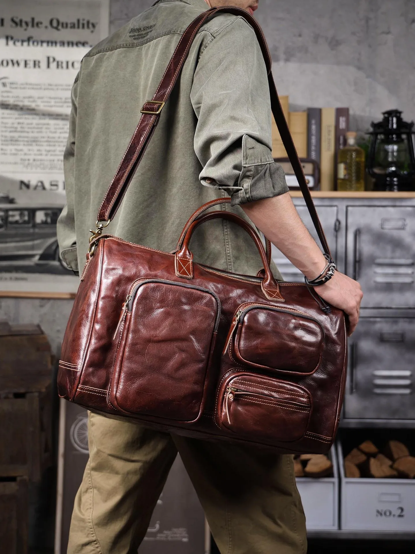 PNDME business casual luxury genuine leather men's large-capacity briefcase retro cow leather handbag multifunctional travel bag