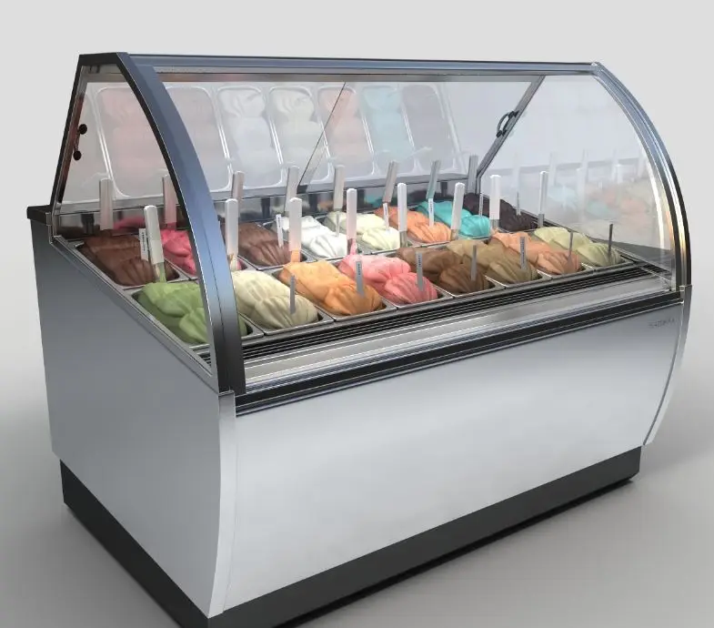 Commercial Gelato Ice Cream Popsicle Display Freezer Showcase Machine Low Temperature Display Freezer for Ice Cream ShopStoreUse