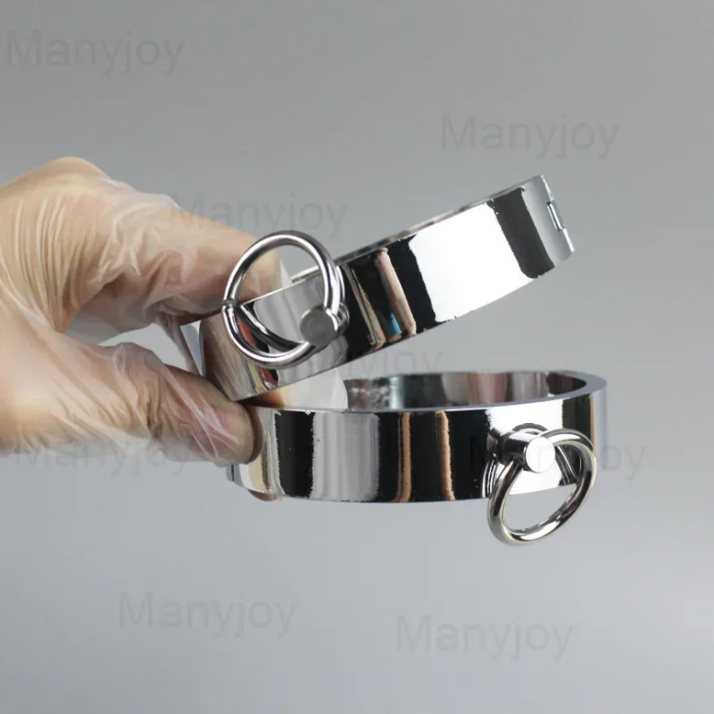 Stainless Steel Slave Handcuffs Restraint Rings Wrist Lock Ankle Cuffs Restraints Legcuffs Erotic Slave Sex Furniture Adult Toys