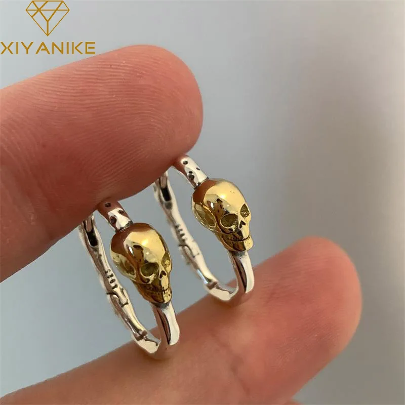 

XIYANIKE Punk Hip Hop Skeleton Ear Buckle Hoop Earrings For Women Girl Fashion New In Jewellry Lady Gift Party pendientes mujer