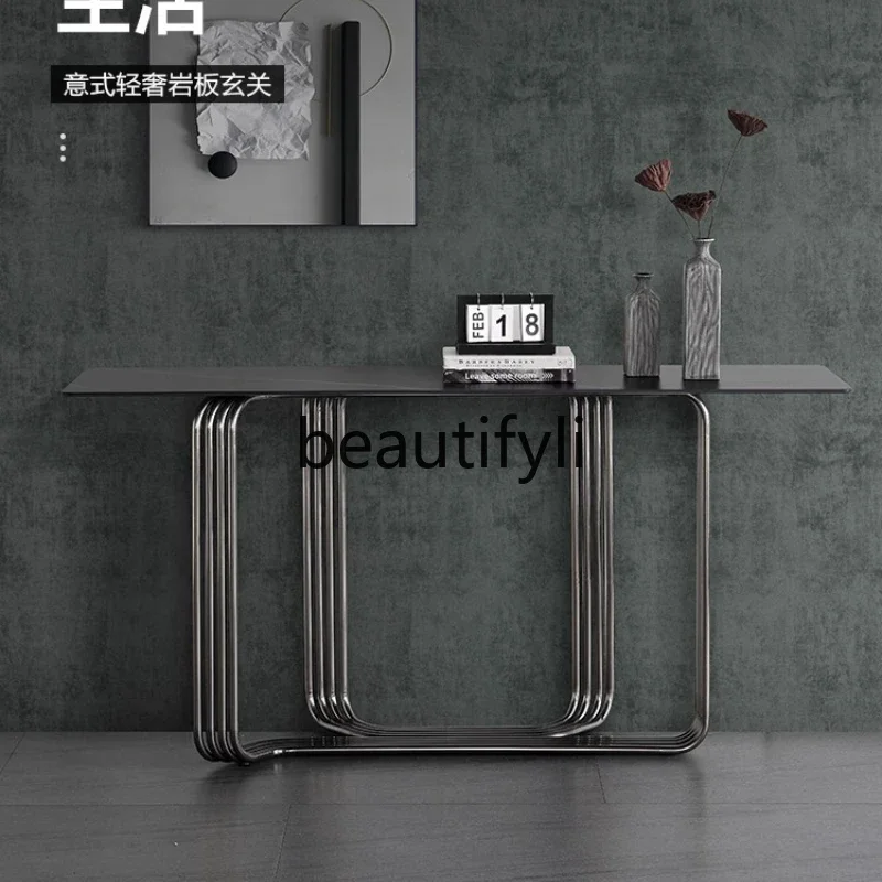 

Italian light luxury rock slab entrance table, modern simple aisle, marble entrance entrance table6239