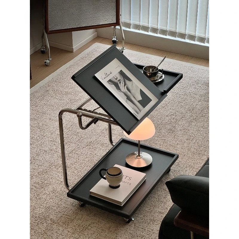 

Solid wood medieval style removable side few living room home trolley multi-functional sofa side cabinet shelf bedside table