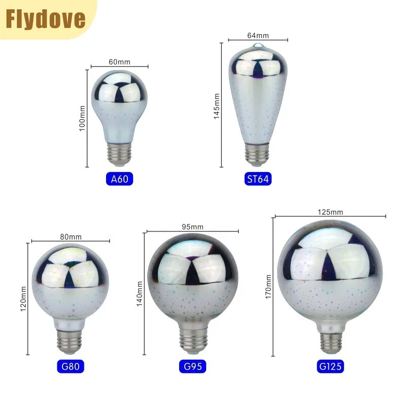 LED ثلاثية الأبعاد اديسون لمبة E27 AC220V غرفة المعيشة المنزلي مقهى الرجعية اللون الألعاب النارية لمبة G125 عيد الميلاد إضاءة داخلية الديكور