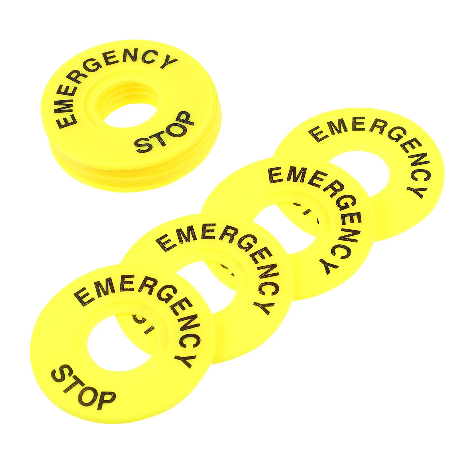 10Pcs Yellow Emergency Stop Sign Ring 60Mm X 22Mm for Push Button Replacement Heavy Duty Long Service Life Safety Ring