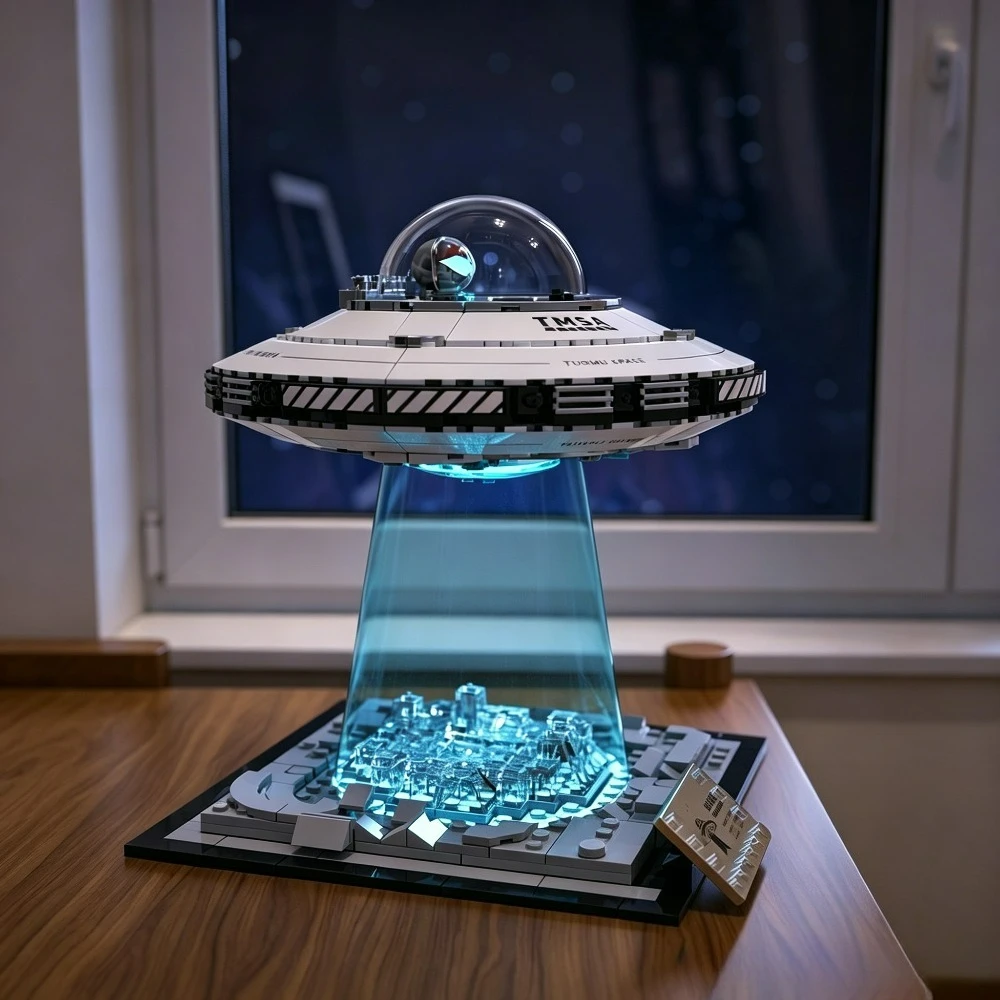 

Educational Science UFO Spaceship Building Blocks with LED Lights Perfect Gift for Birthday Or Festive Occasions