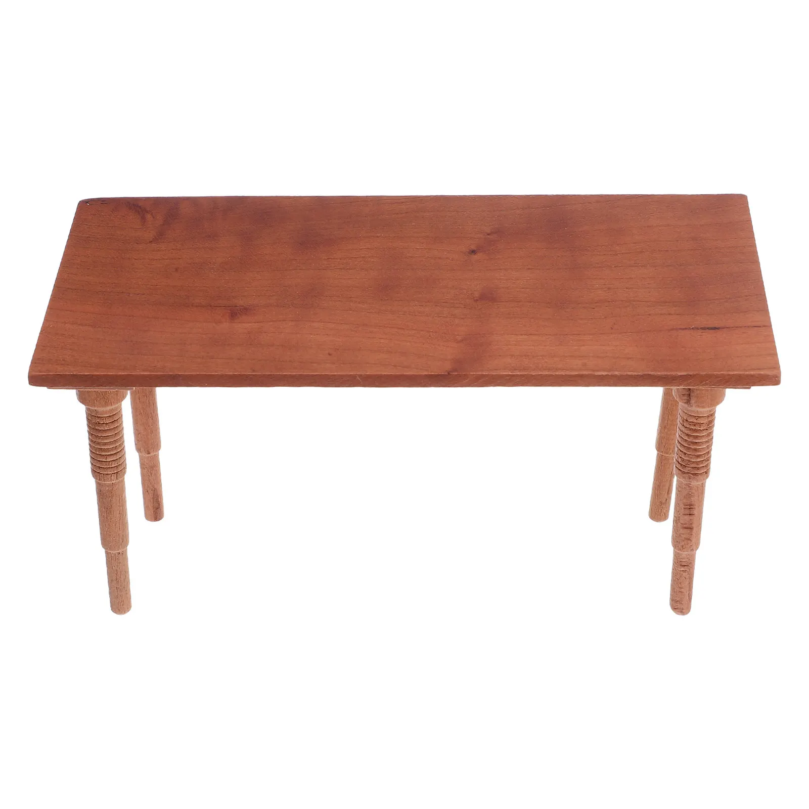 1:12 Scale Miniature Cherry Wood Dining Table Dollhouse Kitchen Furniture Realistic Warm Tone Mini Bar Table for Creative Play