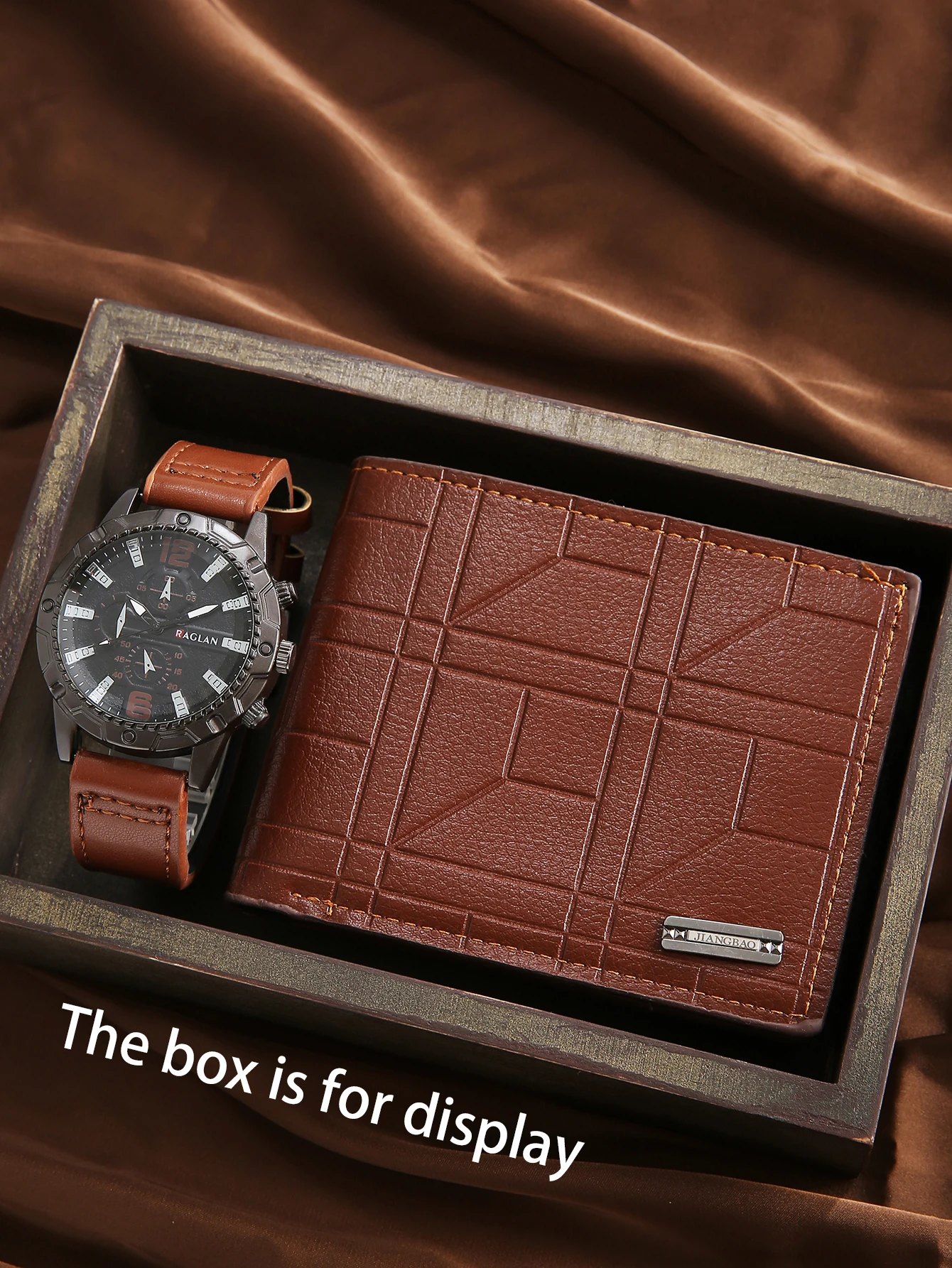 

2pcs men's classic fashionable high-end atmospheric large dial quartz watch+short portable wallet card bag