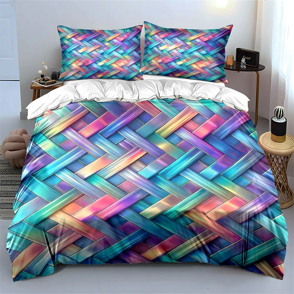 Iridescent Woven Pattern Bedding Set for Kids Luxury Gift 3pcs Digital Print Comforter Set Soft Comfortable Breathable
