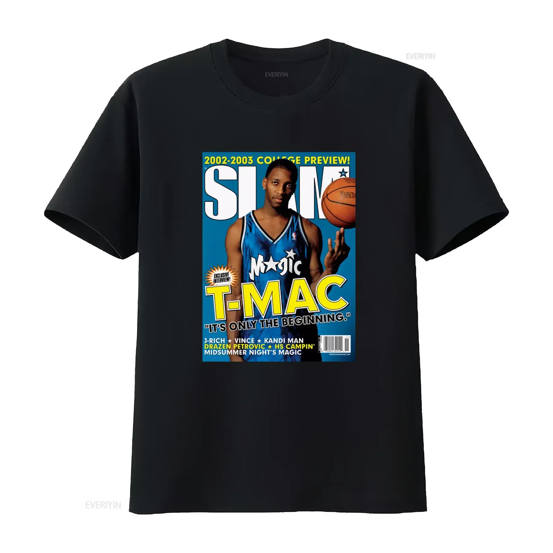 Camiseta de baloncesto Slam Magazine Issue 64 Tracy McGrady, estilo grunge vintage lavado, ropa de diseñador suave