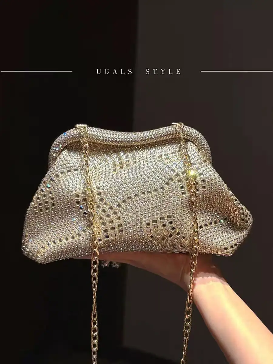

Glitter Shiny Diamond Cloud Bag Luxury Exquisite Banquet Bag Wedding Party Clutch Purse Women Handbag Fashion Shoulder Bag