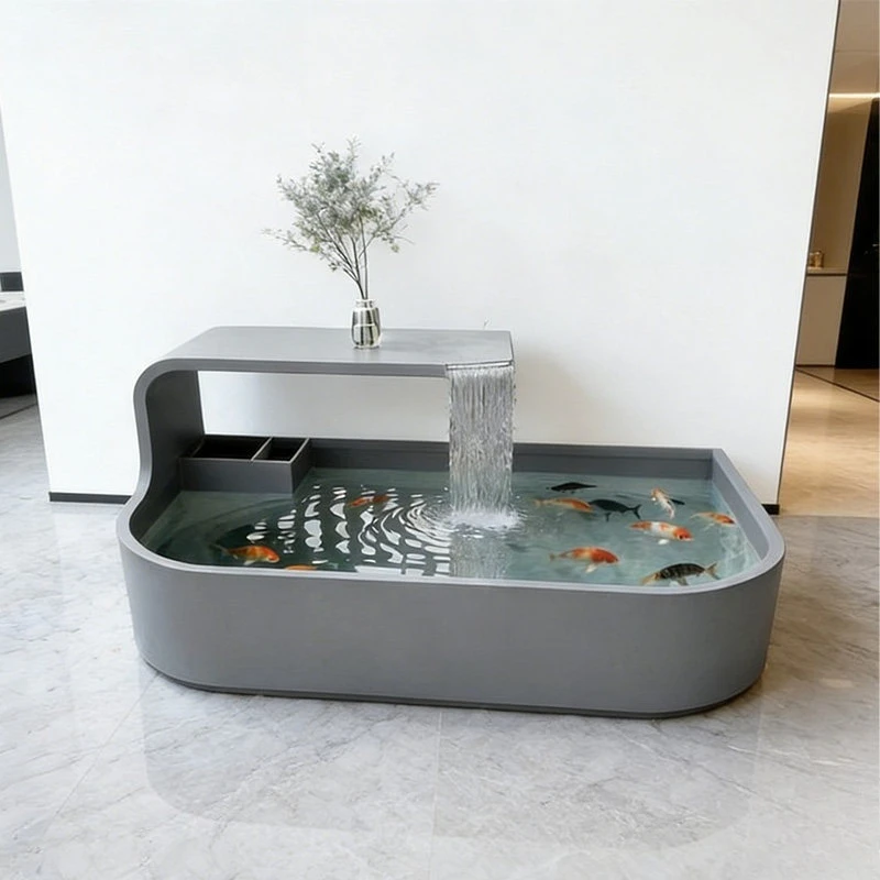 Balcony Outdoor Terrace Courtyard Flowing Water Waterfall Fountain Combination Stainless Steel Flowing Water Fish Tank