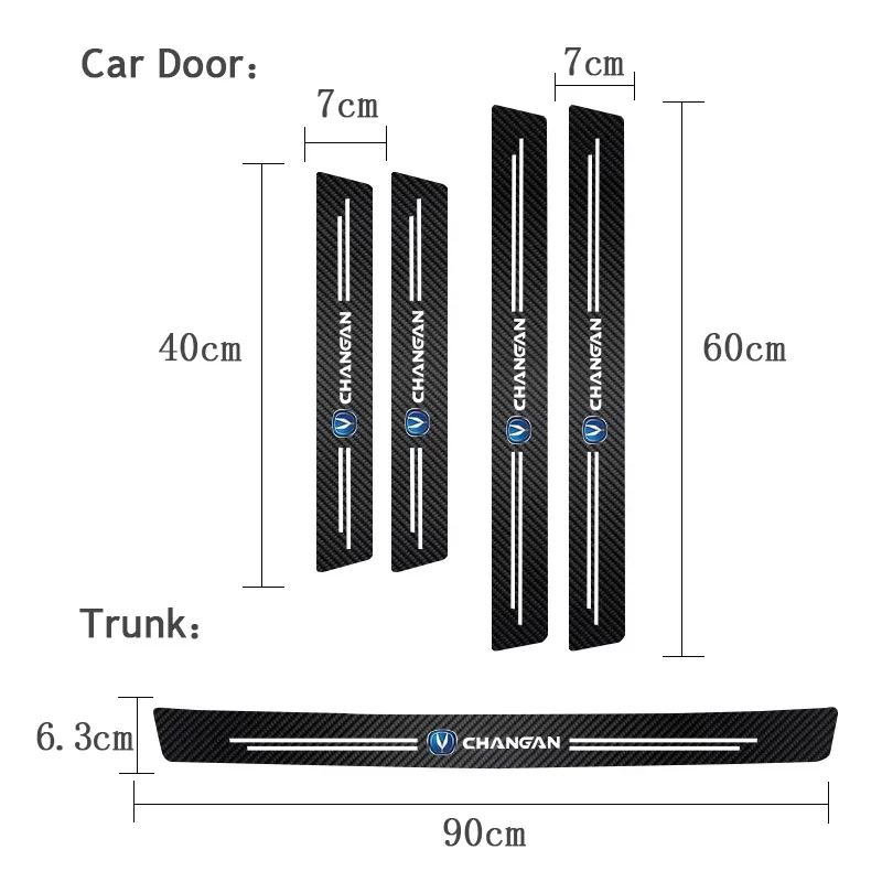 1/4/5Pcs Carbon Fiber Car Trunk Bumper Protector Sticker for Changan CS75 PLUS CS55 PLUS UNI-V Anti-Scratch Auto Accessories
