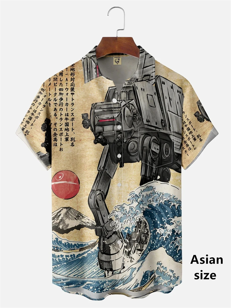 Japanese Style Ukiyoe Wave 3D Print Men Casual Hawaiian Shirts Summer Fashion Shirt For Man Street Button Short Sleeves Clothes