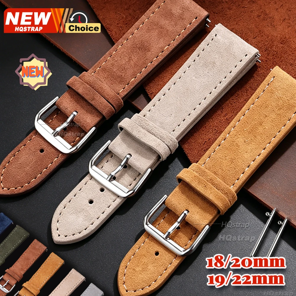 Neues weiches Wildlederarmband, 18 mm, 19 mm, 20 mm, 22 mm, Vintage-Uhrenarmband für Omega-Uhrenarmband für Samsung Galaxy 40 mm, 44 mm, Schnellverschluss-Armbänder