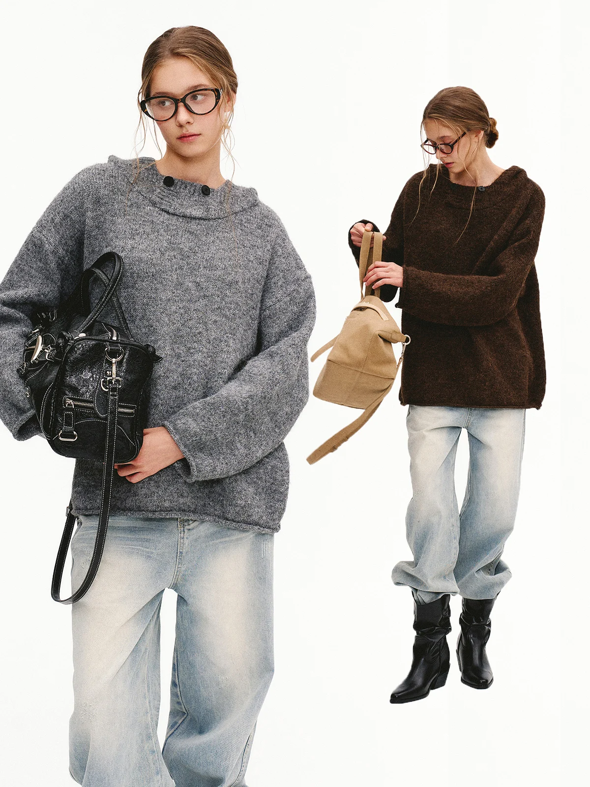 

HoydenPark Casual Loose Fit Hoodie Women's Knitted Sweater Autumn Winter Thiened Long Sve ort Length Polyester Blend