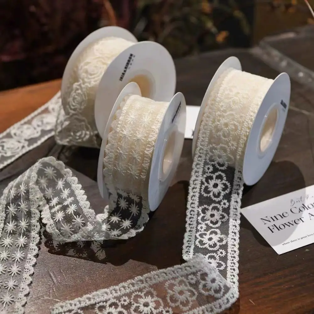 5 Yards Pure Cotton Sewing Trim DIY Craft Accessory Multi-size Decor Ribbon Lace Trim White Flowers Fringe Trimming Ribbon