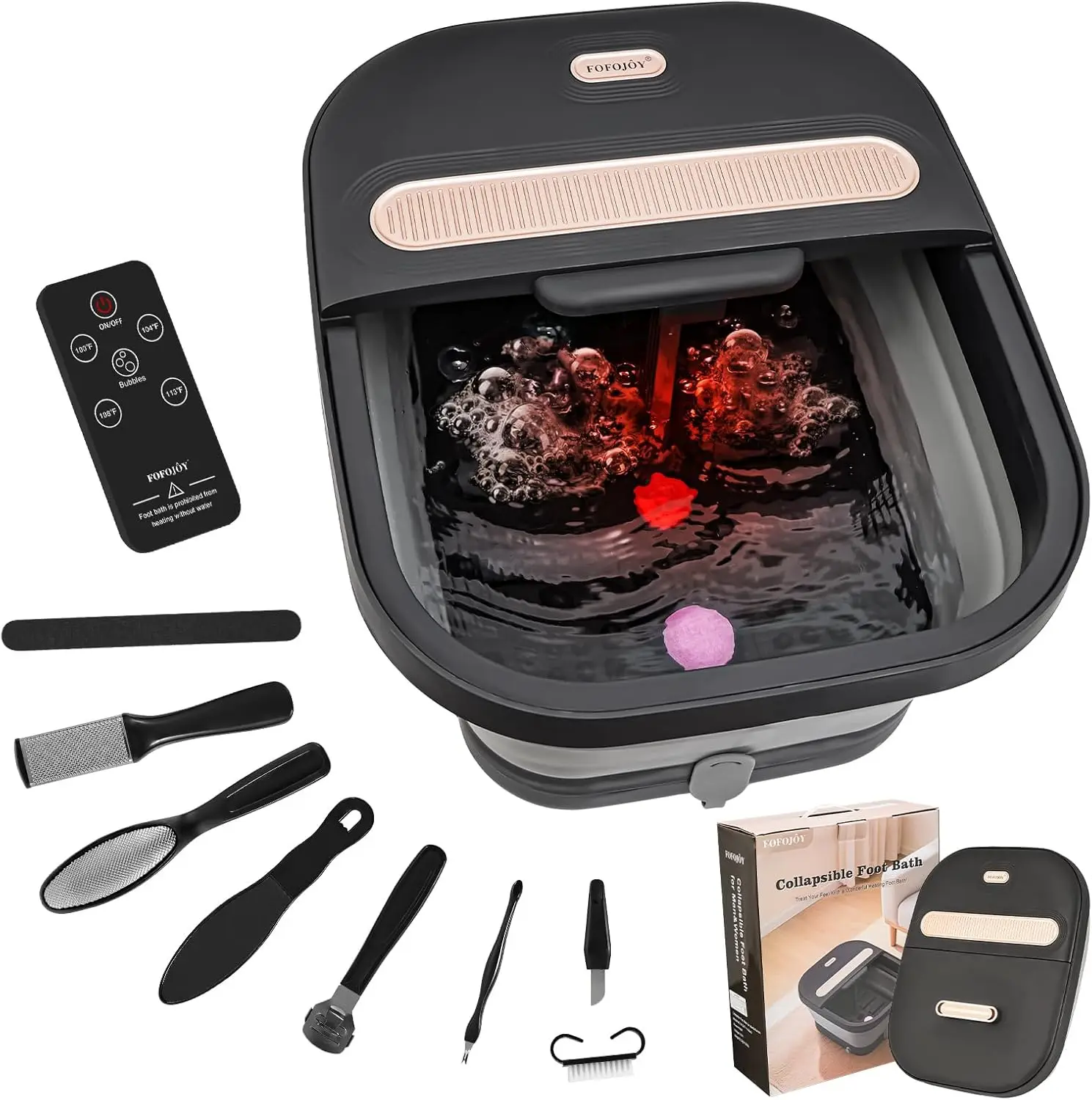 

Складная ванночка для ног с массажем, подогревом, пузырьками, контролем температуры, пультом ДУ и пемзой для расслабления – идеальный подарок