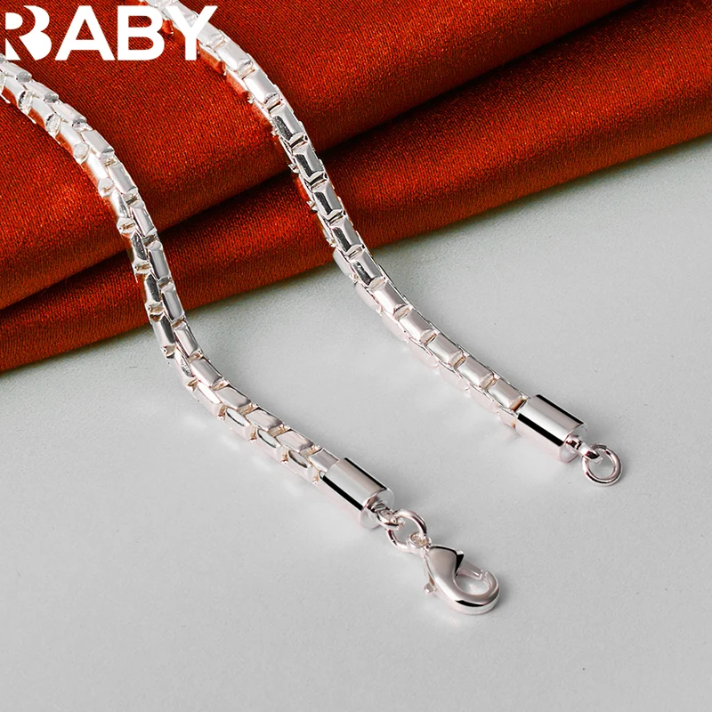 URBABY 925 Sterling Silver 18 Cal łańcuch 4mm lina łańcuszkowy naszyjnik dla mężczyzn kobiet moda biżuteria na przyjęcie zaręczynowe ślubna