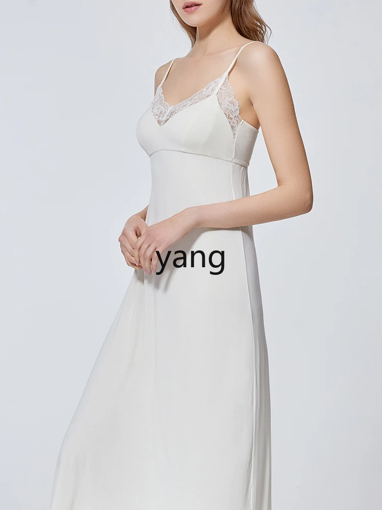 LMM swing collar nightdress women's modal suspender mesh skirt comfortable home skirt two-piece set