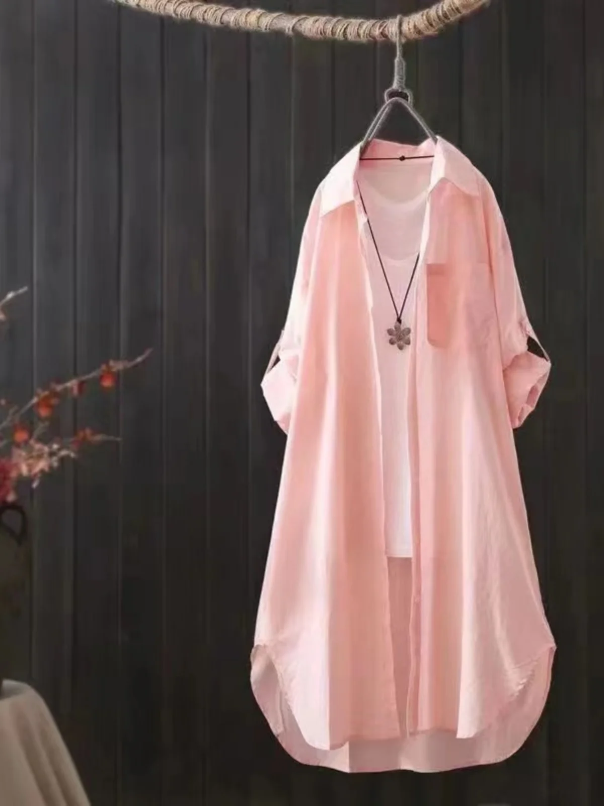 

Women's Ultra-Thin Sun-Protective irt 2023 New Mid-Length Silk-Like Outerwear Cardigan Korean Sle Long Sve Loose Fit