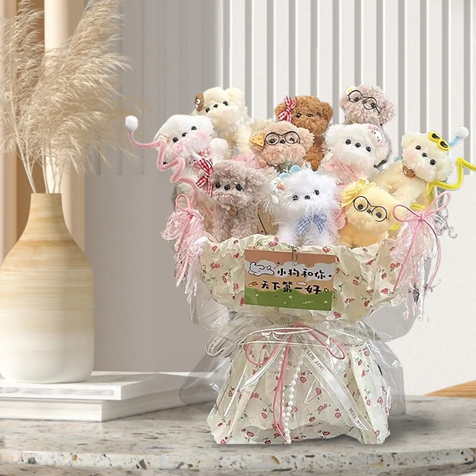 

Plush Dog Bouquet DIY Decorative Stuffed Animal Toys Graduation Gift for Valentine's Day Mom Girlfriend Party Favors Anniversary