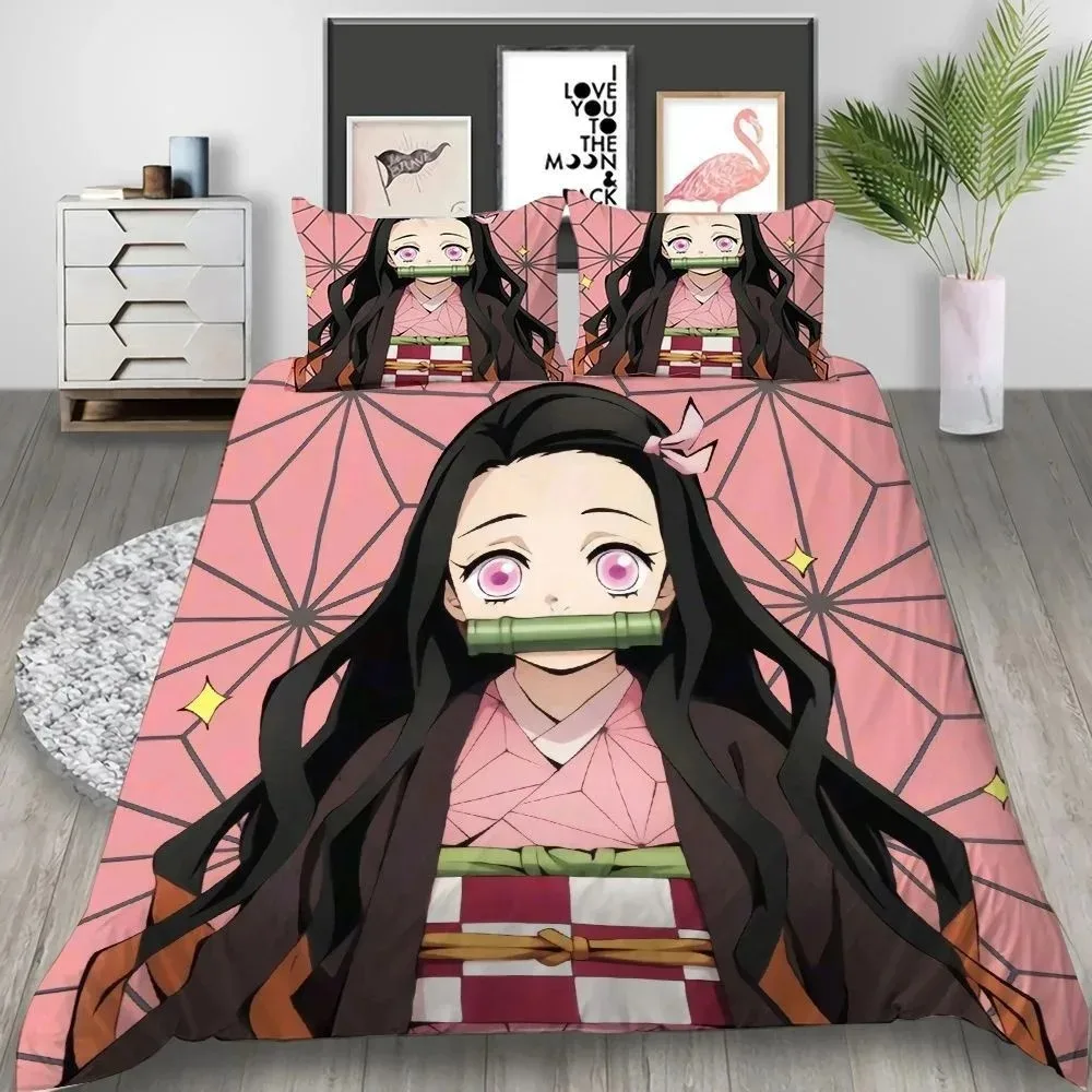 

Japan Anime 3D Printed Kawaii Demon Slayer Bedding Set Duvet Covers Comforter Bedding Sets Bedclothes Bed Linen Home Textiles