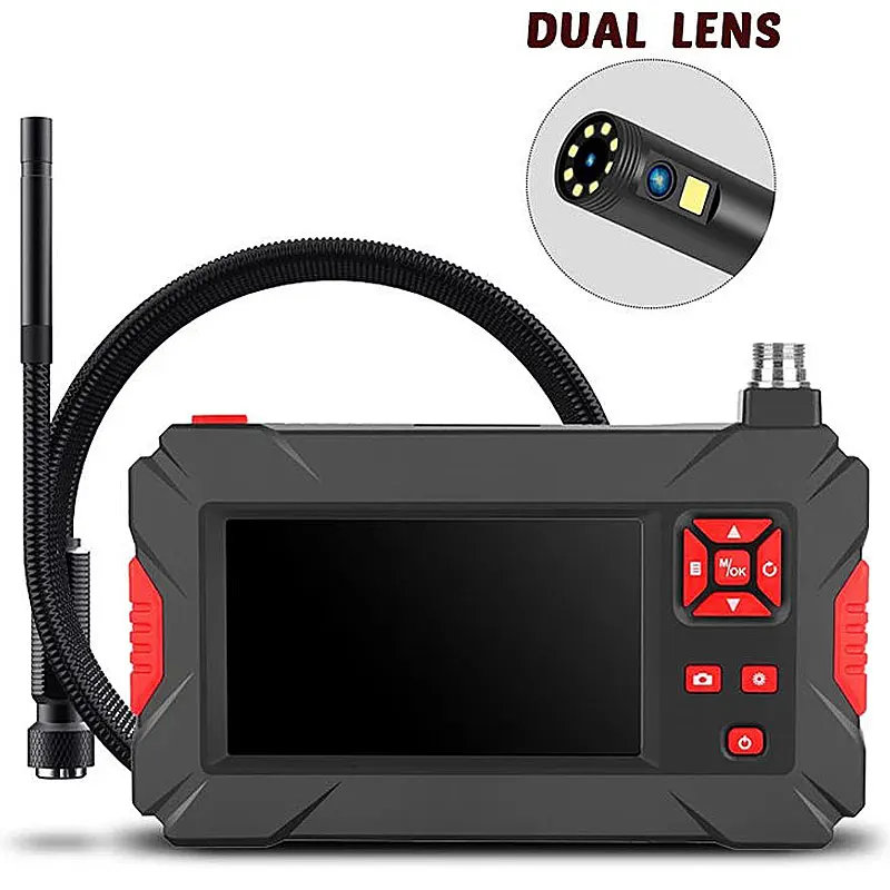 Dual Lens Endoscope Camera With Screen For Auto Car Engine Cylinder Transmission No Damage Inspection Tool Industrial Pipe Check