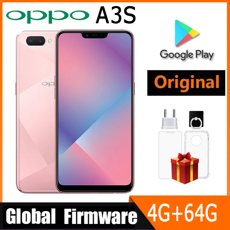 OPPO A3S smartphone global firmware 6.2-inch CPU Qualcomm Snapdragon 450 4230mAh camera 13MP Android 8.1 used phone