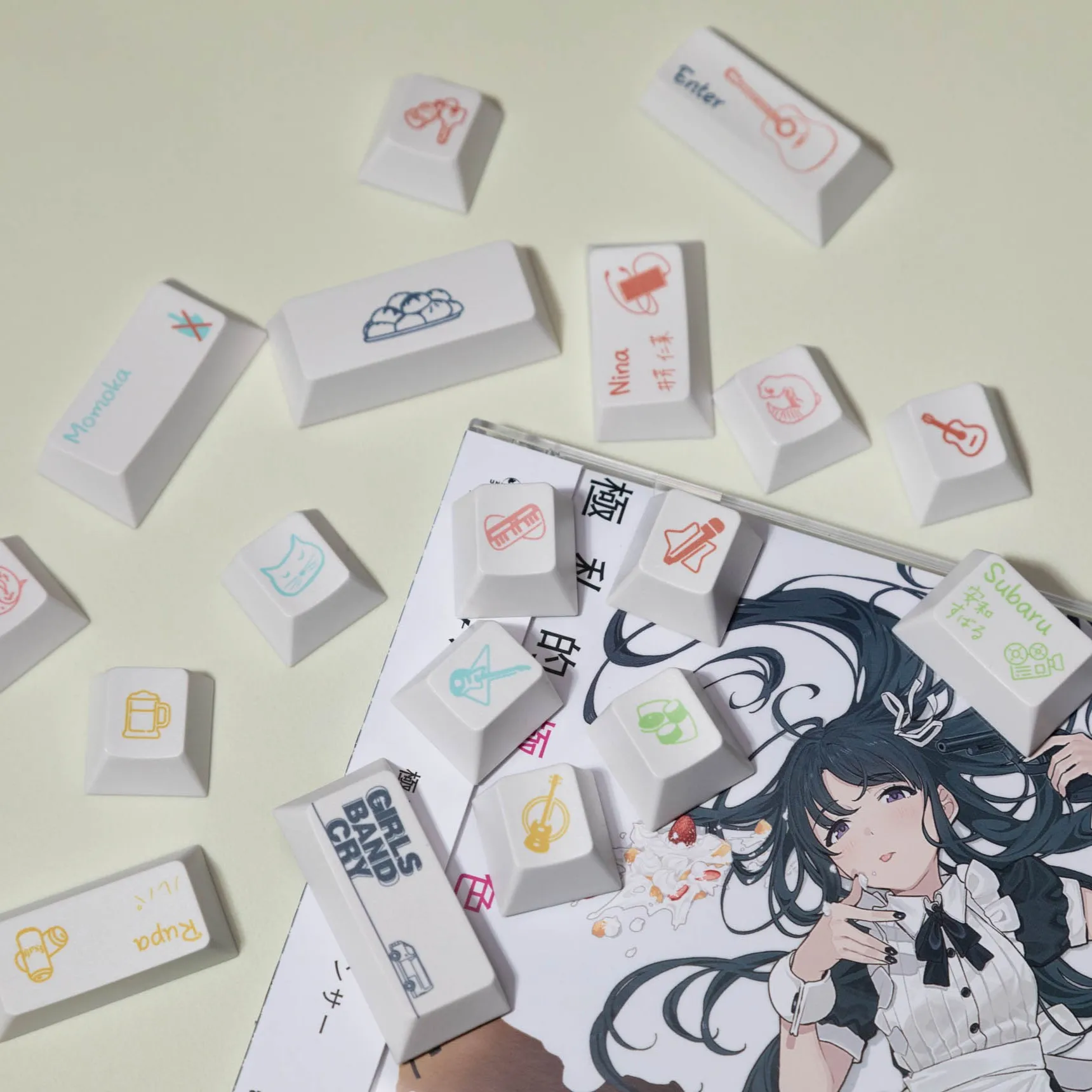 GIRLS BAND CRY Theme Keycaps Set PBT Cherry Profile 140keys Custom Original Handmade Keycaps for Mechanical Keyboard Accessories