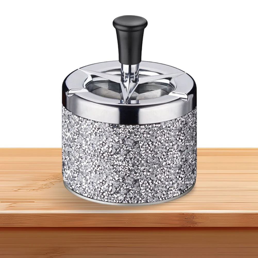 

Push Down Ashtray with Lid Self-Cleaning Ashtray Windproof Car Ashtray Metal Desktop Ashtray for Home Office Car