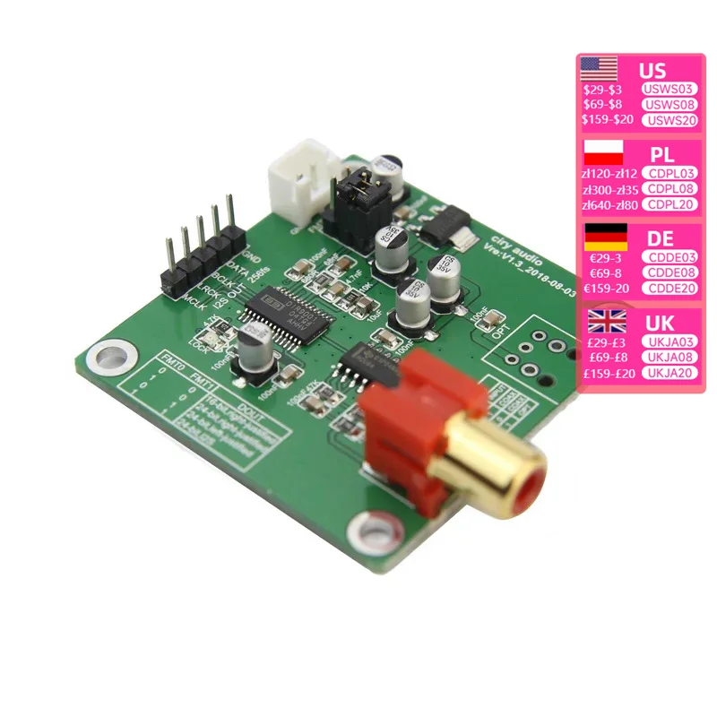 Nvarcher DIR9001 module coaxial fiber receiving SPDIF to I2S output 24bit 96khz