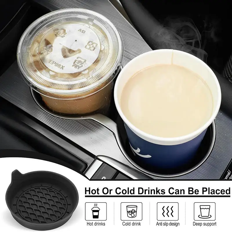 4pcs/set New Car Cup Holder Anti-Slip Silicone Insert Coaster Mat Universal Car Accessories Black Fit For Most Cars