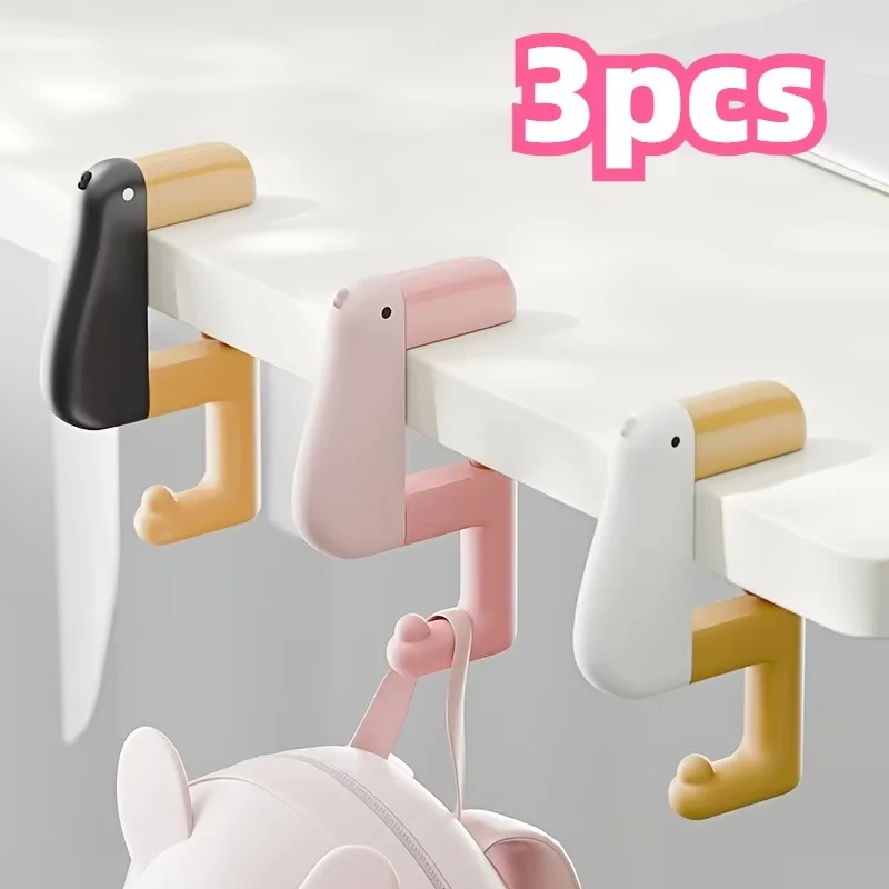 5pcs Thinking Duck Schoolbag Hook Adjustable Detachable Office Bag Desk-Side Hanging Hooks Portable Multi-Functional For Student
