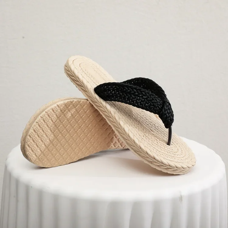 2026 New Women's Fashion Trend Ethnic Graffiti Anti-slip Wear-resistant Soft Sole Anti-linen Flip-flops - view 4