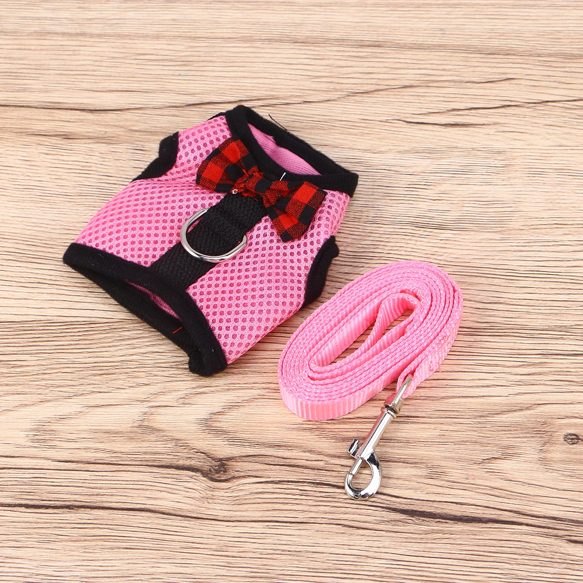 

New Lovely Pet Breathable Mesh Fabric With Leash Small Animal Vest Lead For Hamster Rabbit Bow Strap - Size S (Pi