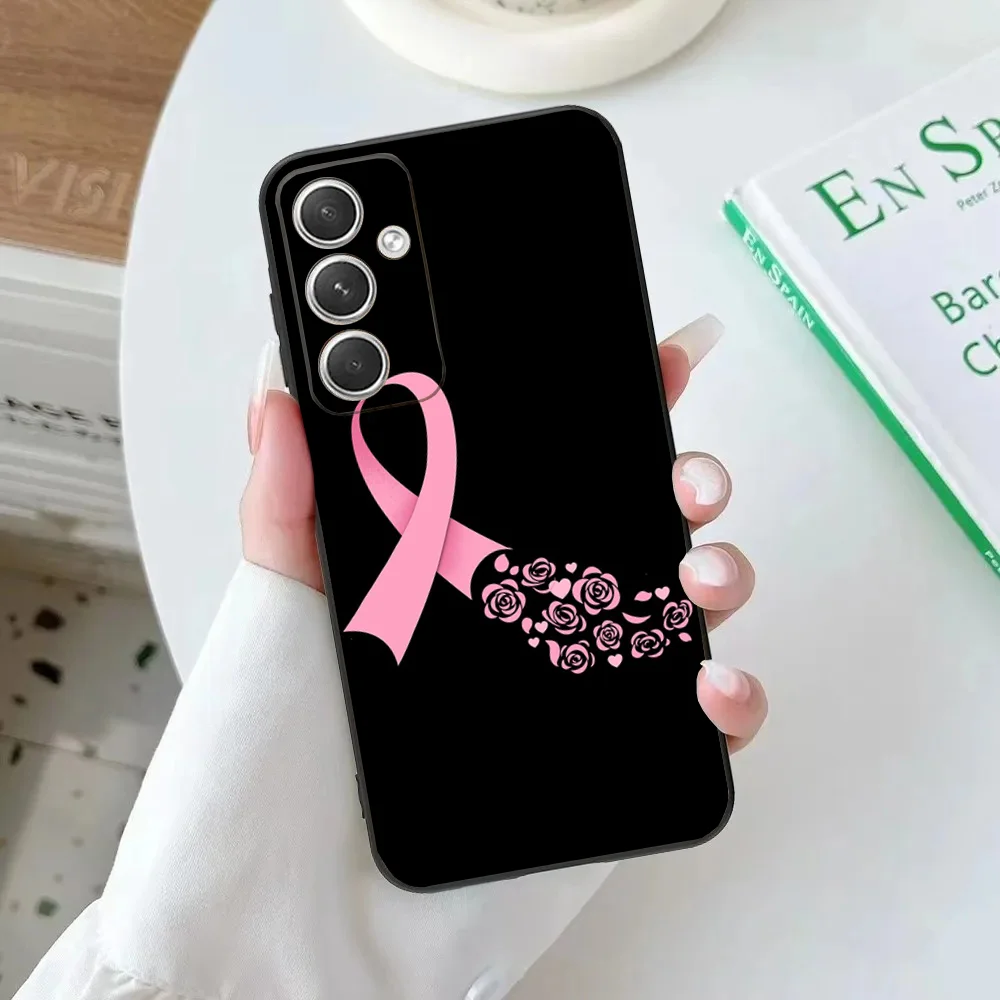 Girl Breast Cancer Pink Ribbon Phone Case For Samsung Galaxy A20,A21s,A22,A31,A32,A52,A53,A72,73,A80,A91Soft Black Cover