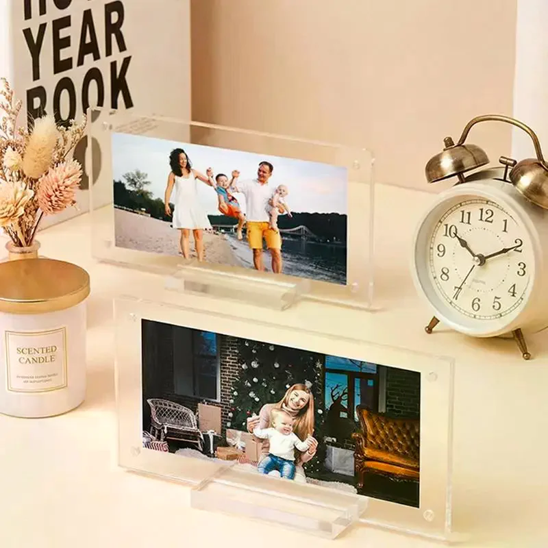 Sturdy Clear Acrylic Magnetic Dollar Bill Picture Frame Holder With Base For Display Collectible Showcase