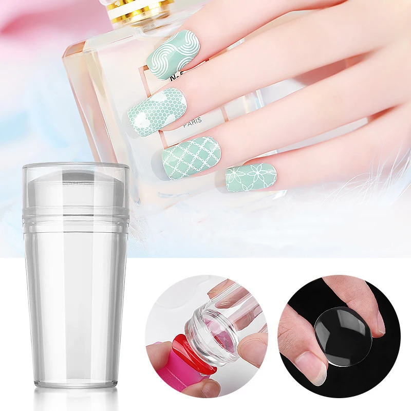 Tampon à ongles en silicone transparent avec grattoir, ensemble d'outils d'estampage, MSI, kits de manucure française, N64, 2 pièces