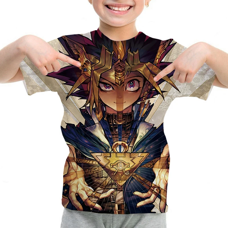 Game Yu-Gi-Oh! Printed T-Shirt Kids O-neck Short Sleeve Clothes Girls Casual Tshirt Tops Spring Summer T-shirt Children Clothing