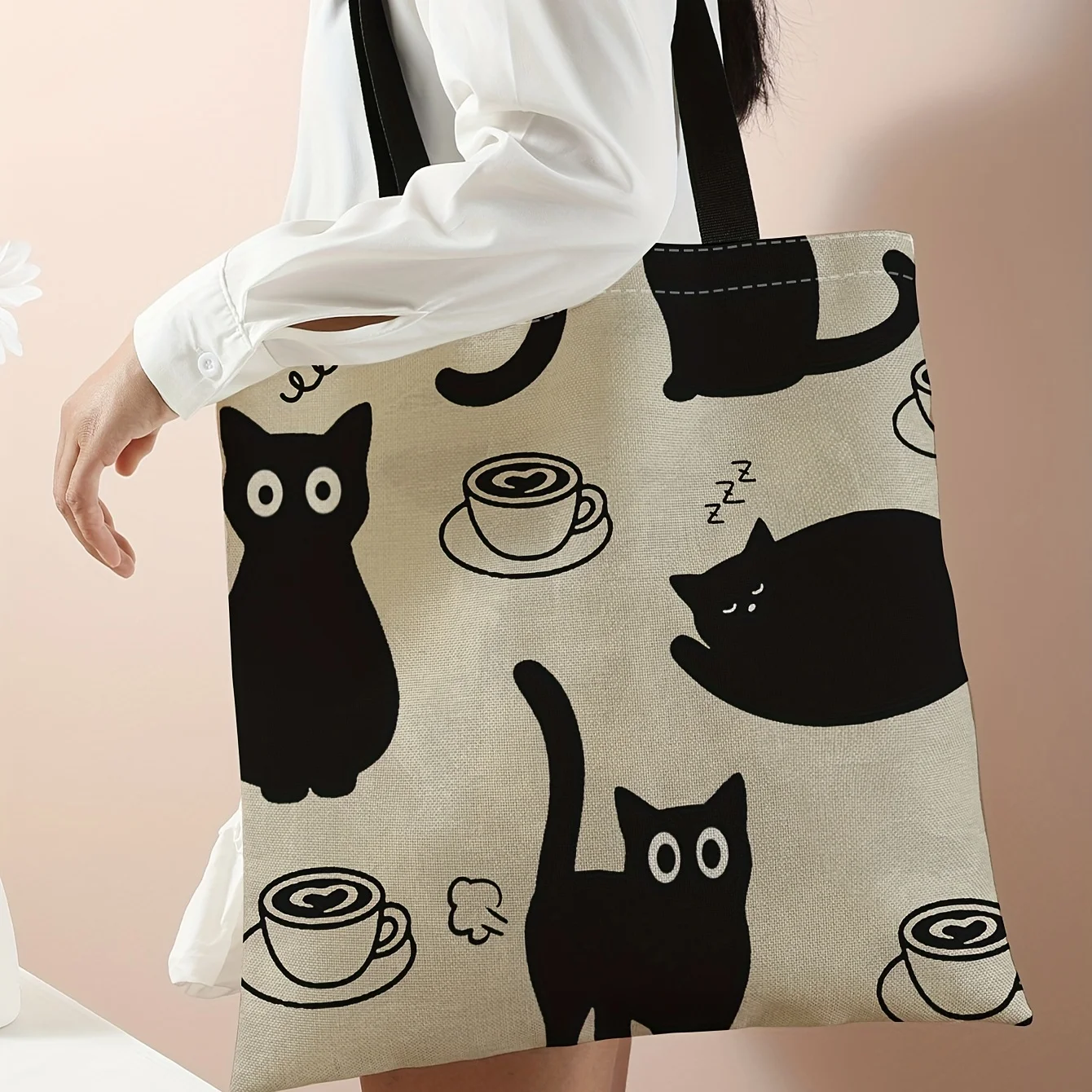 Printed Handbag Casual Travel Beach Bag Large Capacity Reusable Shoulder Shopping Bag Women's Casual Large Capacity Beach Bag