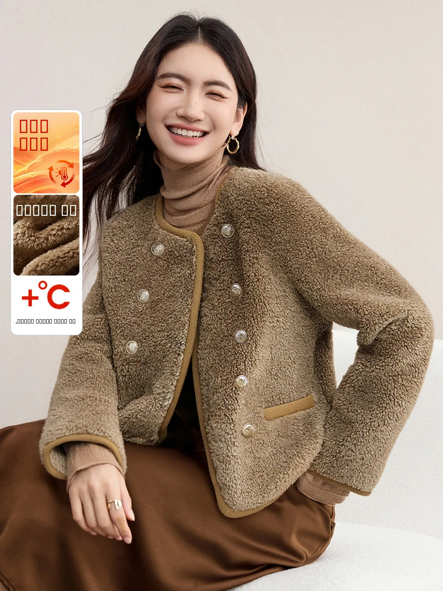 

Женская короткая куртка из искусственного меха с флисовой подкладкой, теплая, весна 2026, новый стиль, маленький размер, модное пальто из полиэфирного волокна