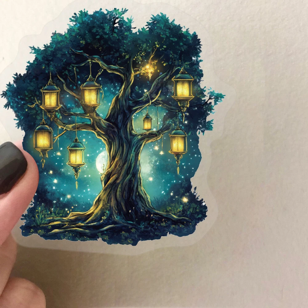 10/30/50 pçs transparente dos desenhos animados árvore mágica adesivos criativos decalques estéticos para papelaria telefone guitarra pet decoração adesivo