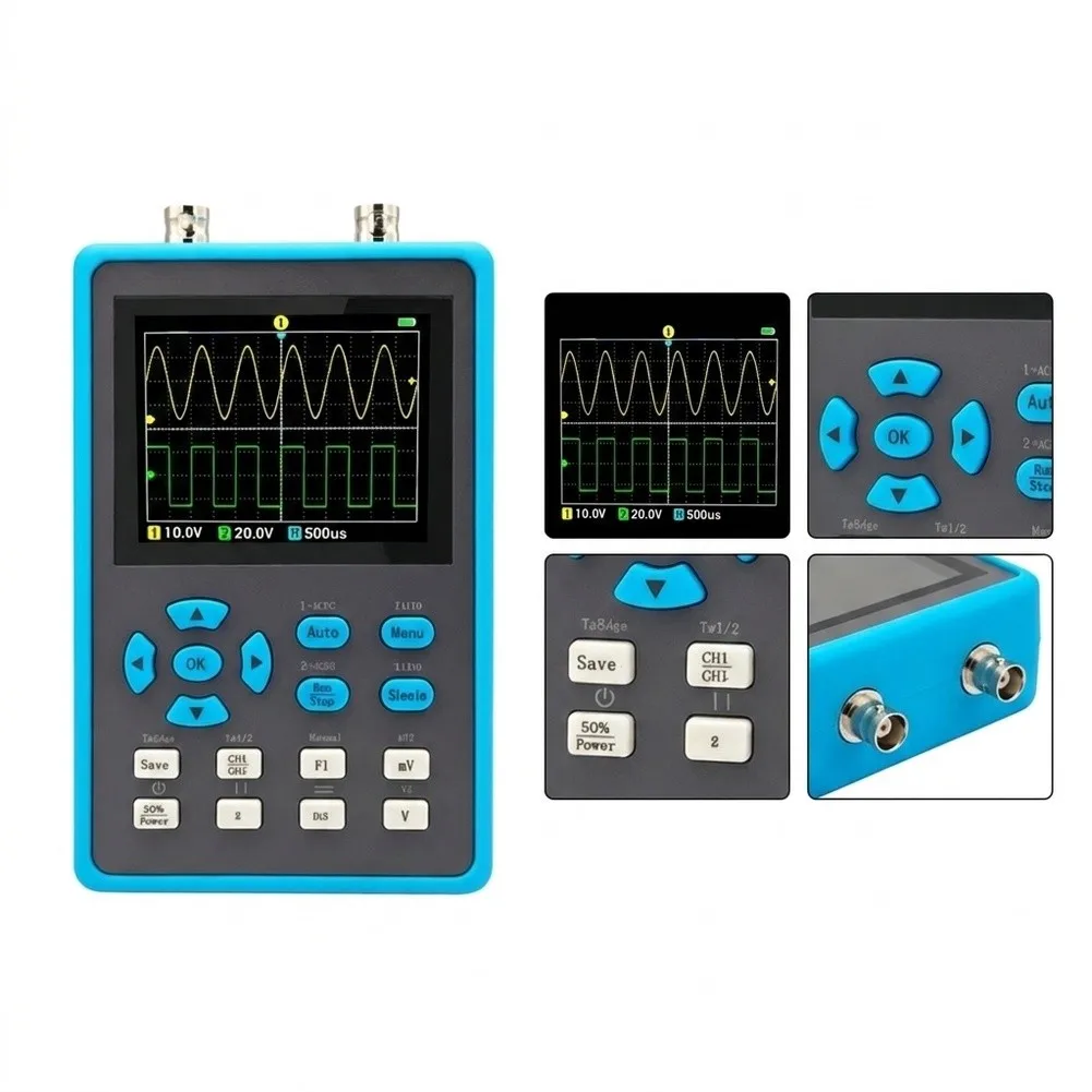 Portable Dual Channel 120MHz Digital For Oscilloscope with Built-in Signal Generator for Sine Square Triangle Wave Outputs