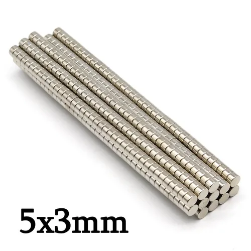 Imán de neodimio redondo súper fuerte de 5mm x 3mm, imanes potentes N35, pequeño imán magnético permanente para refrigerador NdfeB 5x3
