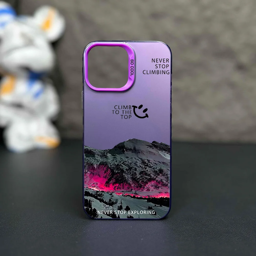 Climb To The Top Never Stop Climbing Phone Case for iPhone 12 11 13 14 15 16 Max Pro Plus Laser Cover IMD
