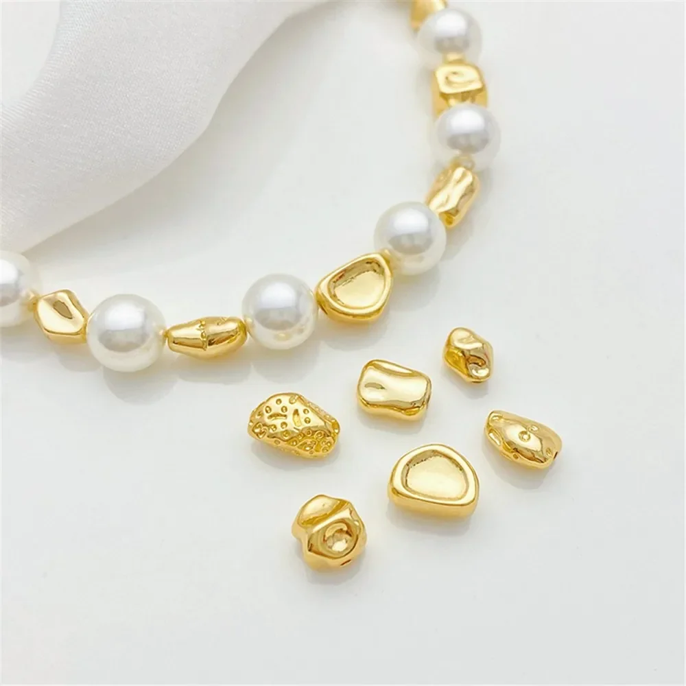 

18K Gold-wrapped Irregular Special-shaped Stone Bead Partition Handmade DIY Beaded Bracelet Necklace Jewelry Material Accessorie