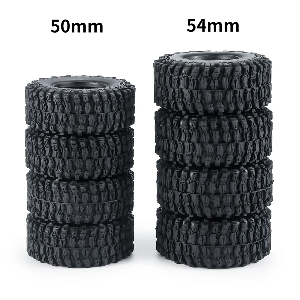 MIBIDAO 4Pcs 1.0inch 50/54mm Soft Rubber Tires for Axial SCX24 1/24 TRX4M 1/18 RC Crawler Car Model Upgrade Parts