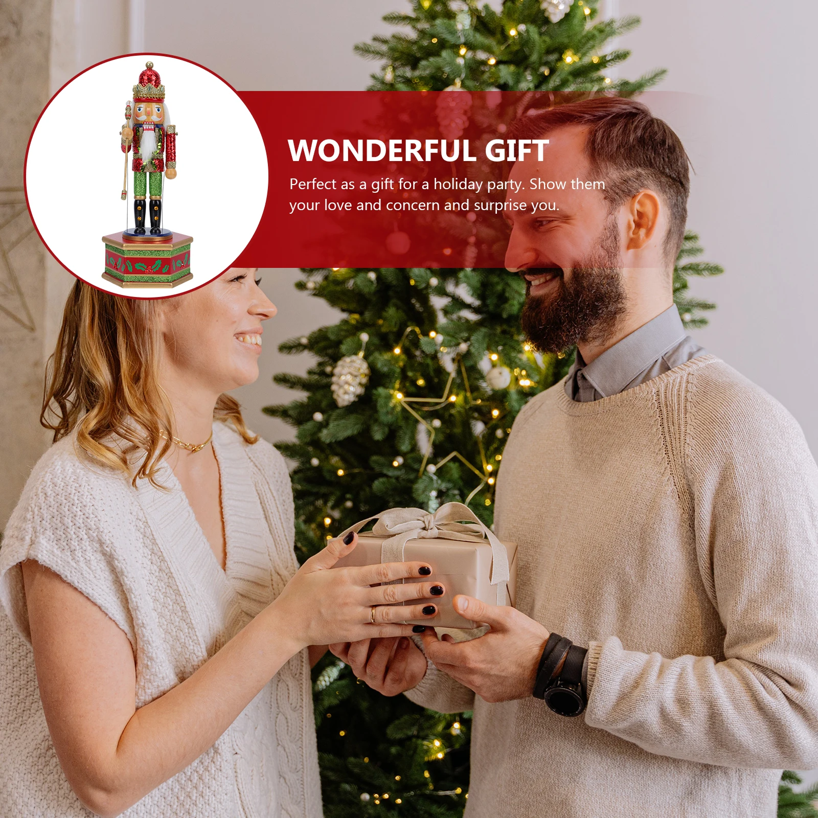 

Nutcracker Adorn Ornament Decoration Desktop Musical Wooden Vintage Christmas Decorations