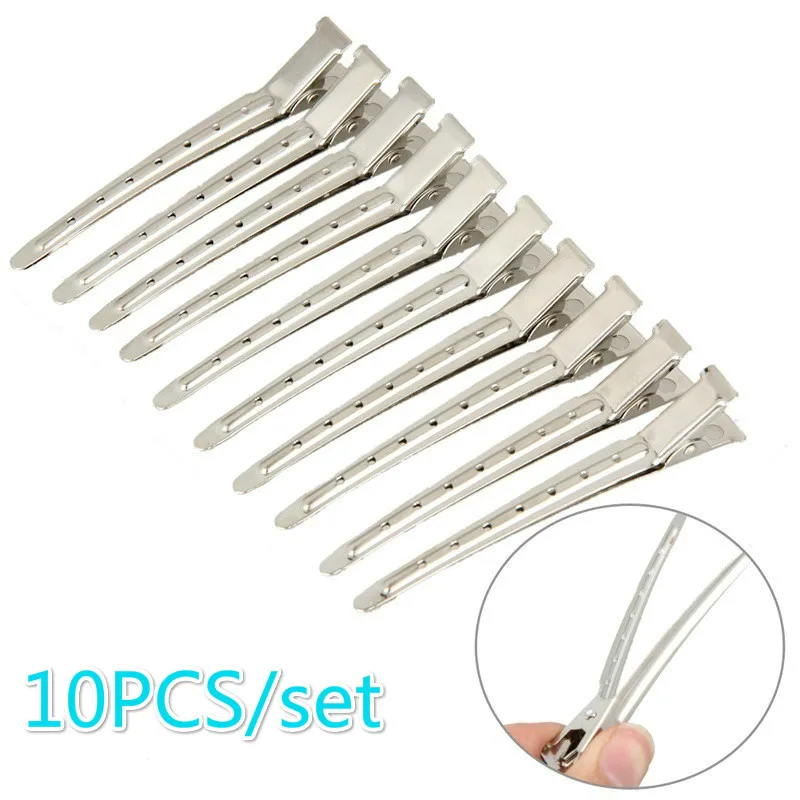 New 10Pcs Stainless Steel Duckbill Hair Clips Spring Hair Sectioning Clips Girls Hairdressing Styling Salon Hair Accessory Tool