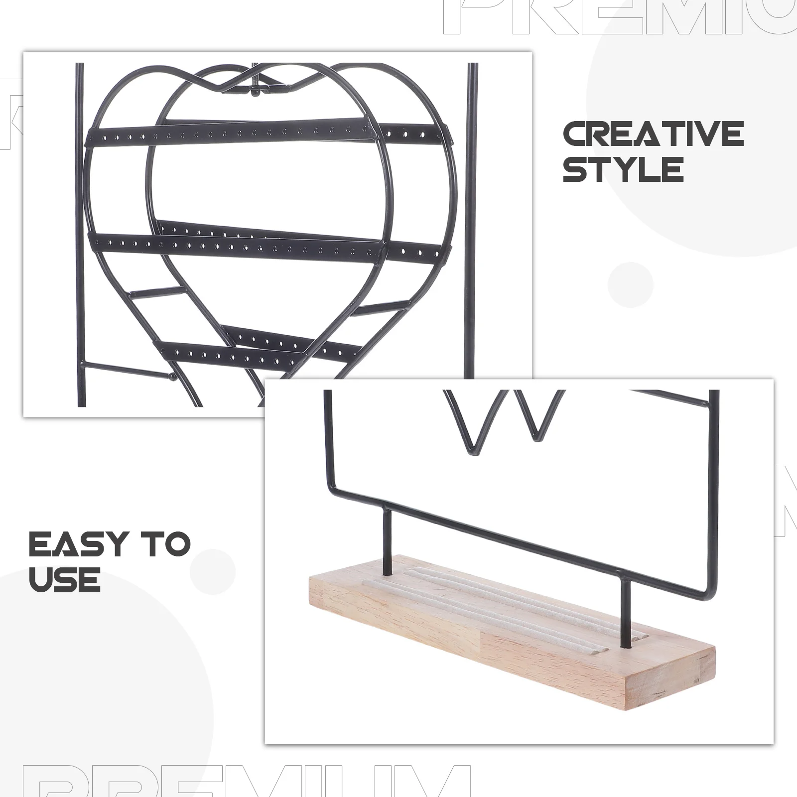 Black 360 Rotating Jewelry Stand Metal Earring Display Organizer for Shops and Boutiques Rotary Jewelry Display